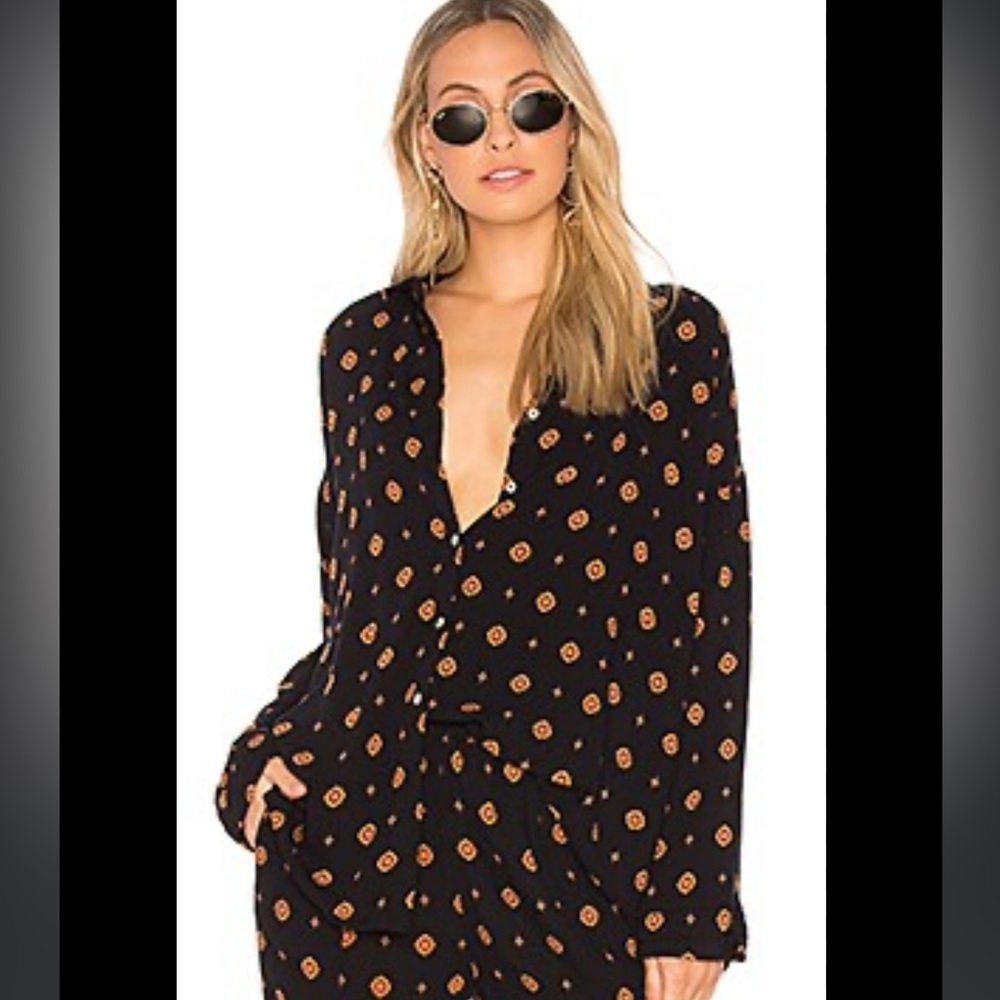 FREE PEOPLE | Shirt It Up Printed Blouse